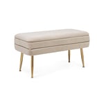 Bizzotto - Banc conteneur beige avec pieds 79,5 x 37,5 x 42h cm