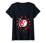 Womens Bruce Lee Red Jeet Kune Do Hybrid Martial Art Yin Yang V-Neck T-Shirt