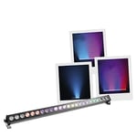 BoomToneDJ ColorPix Barre LED couleur 24x3W RGB de 1m. Eclairage de scène Noir Wash, Blinder, Ambiance lumineuse. Projecteur linéaire 24 LED. Pilotage DMX, Manuel, Automatique, Détection musicale.