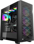 C3D510 Boîtier PC, Boîtier PC Gamer Mid Tower, 3 Ventilateurs PWM ARGB 120 mm préinstallés, Panneau latéral en Verre trempé, Boîtier à Flux d'air élevé pour E-ATX/ATX/MATX/ITX, Noir