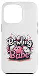 Coque pour iPhone 13 Pro Bowling Babe Fun Bowling Design, jolie boule et épingles kawaii