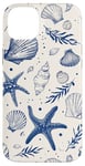 Coque pour iPhone 14 Plus Été côtier bleu coquillage, étoile de mer, femme