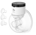 Bellababy Wearable Breast Pump, Portable Wireless Wearable Breast Pump with Touchscreen LCD Display 4 Modes & 6 Levels (Extra Insert Size:17mm,19mm,21mm)-24mm