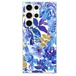 Coque pour Galaxy S23 ULTRA fleur bleu