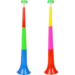 2 st (slumpmässig färg) Vuvuzela-trumpeter i plast, hejaklack, speltrumpet, mycket högt horn, fläkt, åskådare, horn, ljudgenerator, trumpet, sportfirande