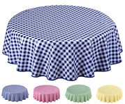 Home Direct Round Oilcloth PVC Wipe Clean Tablecloth Table Cover 140cm 55" Checkers Blue