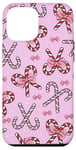 iPhone 12 Pro Max Pink Christmas Candy Canes Bows Girly Winter Holiday Xmas Case