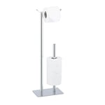 Relaxdays Toilet Paper Holder, Free-Standing, Stable, Spare Roll Storage for Bathroom, HWD: 62 x 20 x 13.5 cm, Silver, Stainless Steel