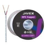 CL3 Câble de Haut-Parleur OFC à Utiliser dans Le Mur,Calibre 16 [2x1,31mm2] [cuivre sans oxygène 99,9%] pour Installation de cinéma Maison et de systèmes Audio,Blanc,100 Pieds [30,5m]