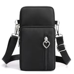 Narunii Petit Sac Téléphone Portable Femme,Sac de téléphone Portable,Sac bandoulière Portefeuille Poche,Crossbody Pochette Sacoche Running (Noir-S2)