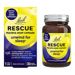 Rescue Peaceful Night Capsules with Ashwagandha KSM 66 and Magnesium, Unwind for Sleep, Flower Essence Night Support with Ashwagandha, Magnesium, Chamomile Vitamin B6, 30 Vegan Capsules