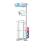 Silver Toilet Paper Holder Stand Bathroom Tissue Holder Free Standing Magazine Organizer Storage Larger Rolls Phone Wipes