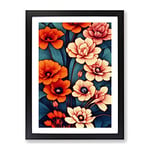 Bold Flowers Framed Print for Living Room Bedroom Home Office Décor, Wall Art Picture Ready to Hang, Black A3 Frame (34 x 46 cm)