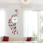 Horloge Murale Mode Paon Design Horloge Murale Moderne Europe Salon/Chambre à Coucher Grande Horloge Murale décor à la Maison, Rouge, Chine