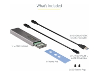 StarTech.com USB-C 10Gbps to M.2 NVMe or M.2 SATA SSD Enclosure, Tool-free M.2 PCIe/SATA NGFF SSD Enclosure, Portable Aluminum Case, USB Type-C & USB-A Host Cables, For 2230/2242/2260/2280 - Works w/ Thunderbolt 3 (M2-USB-C-NVME-SATA) - Förvaringslåda - M.2 - M.2 Card (PCIe NVMe & SATA) - USB-C 3.2 (Gen 2) - rymdgrå