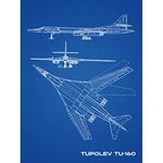 Artery8 Tupolev Tu-160 Soviet Strategic Bomber Blueprint Plan Premium Wall Art Canvas Print 18X24 Inch