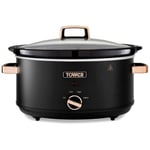 Tower T16043BLK Cavaletto 6.5L Slow Cooker with 3 Heat Settings Black& Rose Gold