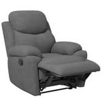HOMCOM relaxstol, TV-stol med liggfunktion, liggstol, stoppad TV-stol med linnelook, fåtölj för sovrum, grå