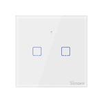 SONOFF Smart Light Switch, WiFi Smart Touch Switch Smart Wall Light Switch Works with Alexa and Google Home, APP Remote Control, Neutral Wire Required, White, 2 Gang, T0UK2C