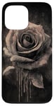 Coque pour iPhone 13 Pro Max Rose Minimalisme Dessin à l'encre Art floral Esthétique