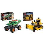 LEGO 42149 Technic Monster Jam Dragon, 2-en-1, Jouet Monster Truck pour Racing, Voiture De Course & Technic Le Bulldozer, Jouet de Construction pour Enfants, Véhicule Excavateur