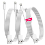 Lot de 3 pour Câble iPhone 2M [Certifiés MFi Apple], Cable Chargeur iPhone 2M Cable Lightning USB Cable iPhone Charge Rapide Cordon iPhone for iPhone 14/13/12/11/Pro Max/X/XS/XR/8/7/6 Plus/SE