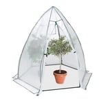 Relaxdays Serre d'hivernage, HLP : 185x180x160 cm, Protection hivernale pour Plantes, avec Porte et fenêtre, Transparent