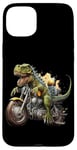 Coque pour iPhone 15 Plus T-Rex Tyrannosaurus Dinosaure Dino Rex équitation une moto