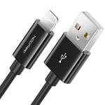 deleyCON 1m Lightning 8 Pin USB Câble de Charge & Données Certifié MFI et Compatible avec iPhone 14 Pro Max 14 Pro 14 Plus 14 SE 13 Pro Max 13 Pro 13 Mini 12 Pro Max 12 Pro 12 Mini - Noir