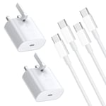 2 PACK 25W Samsung Phone Fast Charger USB C Plug and Cable 1M for Samsung Galaxy Android Charging S24/S23 Ultra/S22/S21/S20 FE/A54/A53/A55/A52/A34/A33/A35/A32/A14/A15/A13/A12/Z Fold, Flip 3/4