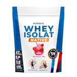 NUTRI & CO Whey Isolate Native - Jusqu’à 94% de Protéines - Pur Lait Français Low Lactose Digestion Facile - Riche en BCAA - Prise de Masse & Musculation - 1kg 33 portions goût Milkshake Fraise