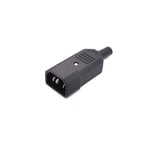 Connecteur de prise de câble droit IEC,prise mâle femelle noire,connecteur d'alimentation aste,prise AC 3 broches,C13,C14,10A,250V - Type Male Plug