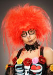 Womens Mexican Day of The Dead Red Gothic Backcombed Fancy Dress Wig