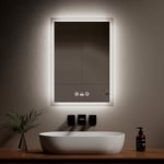 EMKE Bathroom LED Mirror with Motion Sensor Switch - Illuminated Bathroom Smart Sensor Mirror Wall Mounted Multifunction Vanity Mirror with Lights, Demister, Energy-Saving, 500 x 700 mm