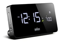 Braun Digital Bluetooth 4.0 Connected Alarm Clock with LCD display, iOS and Android Compatible, 2x USB Ports, Automatic Time and Date Sync, Touch Snooze, Customisable Alarm Settings in Black, BNC020BK