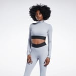 Reebok Cardi B Thick Rib Long Sleeve Crop Top Women Pure Grey 4