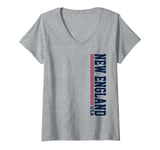 Womens Vintage New England Home Stripes Iconic New England V-Neck T-Shirt