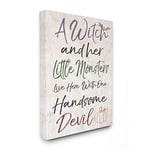 Stupell Industries A Witch, Little Monsters, and a Handsome Devil Oversized Stretched Canvas Wall Art, 24 x 1.5 x 30, Proudly Made in USA