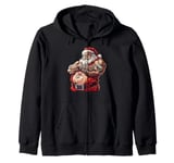 Chonky Inked Tattooed Santa Tattoo Artist Funny Xmas Zip Hoodie