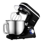 Aucma Stand Mixer,7L Tilt-Head Food Mixer, 6 Speed Electric Kitchen Mixer with Dough Hook, Wire Whip & Beater 1400W (7L, Black)