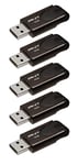 PNY Pack de 5 Clés USB 2.0 Attaché 4 avec Capuchon Coulissant, Noir, 5x16GB