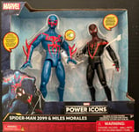 Marvel Power Icons Spiderman 2099 Miles Morales Action Figure Set (NEW + SEALED)