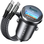 LISEN Chargeur Voiture USB C 54 W PD&QC3.0 Prise Allume Cigare USB Allume Cigare Charge Rapide Mini Adaptateur USB en métal pour Samsung S24 Pixel Android iPad iPhone 16 15 Pro Max 14 AirPods LG