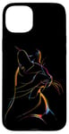 iPhone 15 Plus Vibrant Cat Silhouette Line Drawing Beauty Case