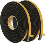 2 Rouleaux Joint Adhésif pour Porte Fenêtre¿12 mm (l)*3 mm (H)¿Joint Isolation en Mousse Caoutchouc¿Multi-fonction¿Calfeutrage¿Coupe vent¿Anti-froid Antichoc¿Protéger Poignée¿5m/Rouleau(Noir)