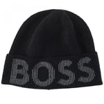 Hugo Boss Lamico_Hat Ribbed Turn Up Wool Beanie Black 50495298