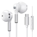 USB C Headphones for iPhone 16 15 Pro Max Plus iPad Pro Pixel 8 7 6A USB C Earphones with Mic Volume Control Wired Earbuds USB Type C Headphones for Samsung Galaxy S24 S23 Ultra S22 S21 FE S20 A54 A53