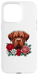 Coque pour iPhone 15 Pro Max Roses Flowers Dogue De Bordeaux Mastiff Bordeauxdog