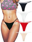 Coton Dos en T String Ficelle pour Femme en Sexy Tanga sans Couture Culottes Lot de 4 (L/R/B/B, X-Small)