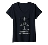 Womens C-17A Globemaster III Transport Plane Blueprints V-Neck T-Shirt